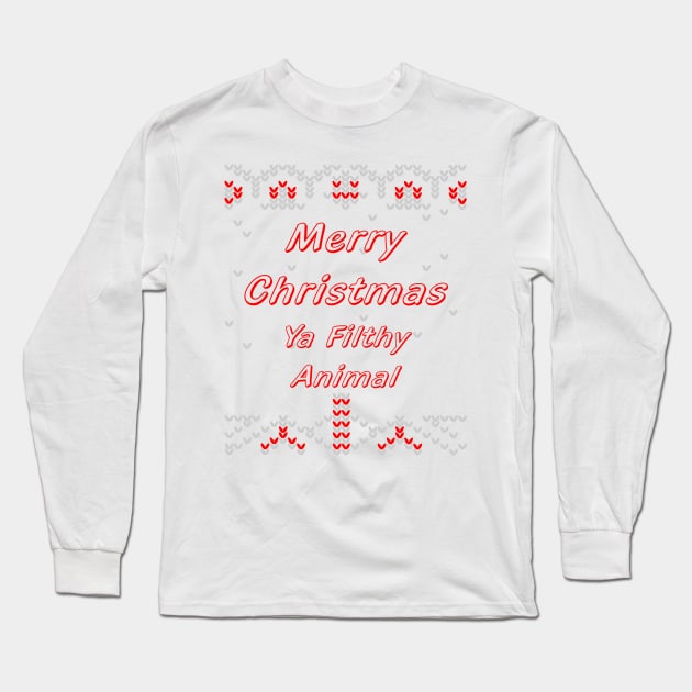 1980s retro funny ugly christmas sweater Long Sleeve T-Shirt by Tina